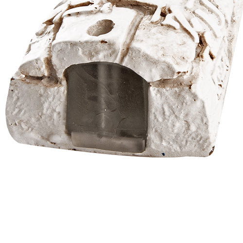 בית מזוזה מפוליריזן דמוי אבן בגוון לבן 15 ס"מ "ברכת הבית" עם פקק גומי