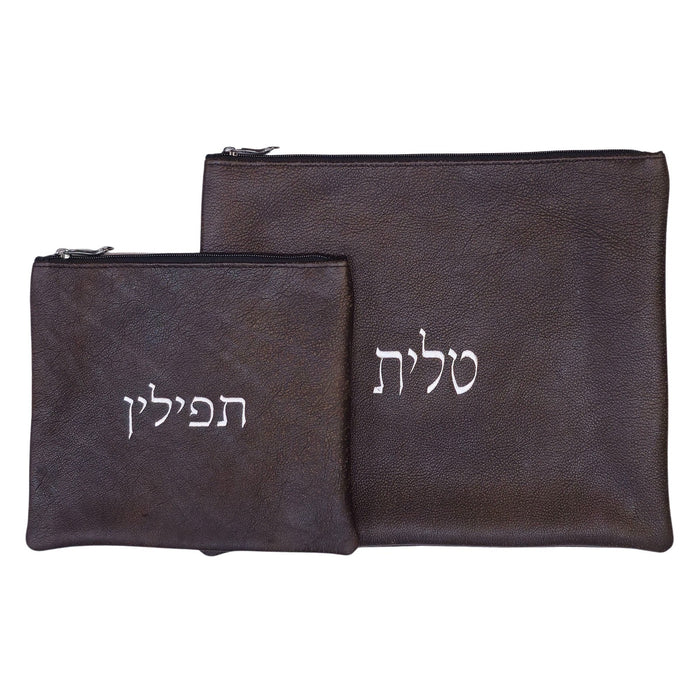 סט תיקי טלית ותפילין מהודר מעור אמיתי