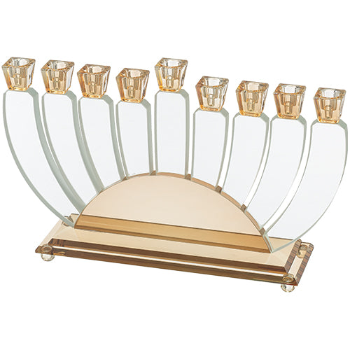 חנוכיית קריסטל מהודרת בעיצוב מניפה