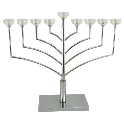 חנוכייה מתכת חבד עם קריסטל 55 ס"מ