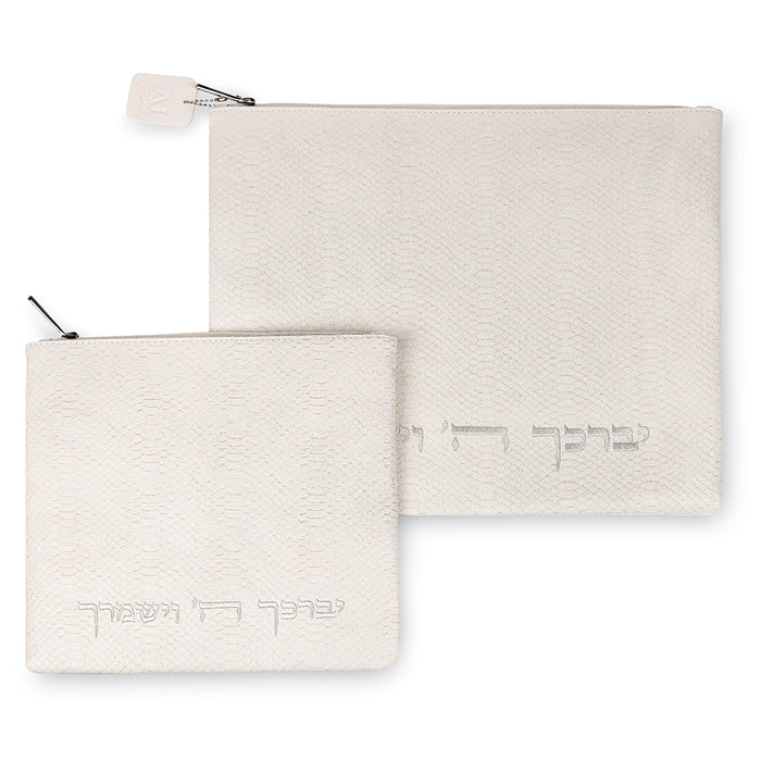 סט טלית תפילין דמוי עור שחור ריקמה יברכך 39X31 ס"מ