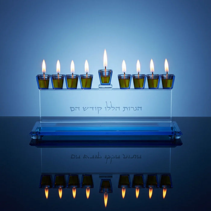 חנוכיית קריסטל מסורתית יוקרתית לחג החנוכה 13 ס"מ