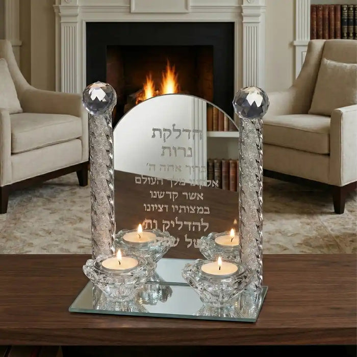 פמוטי קריסטל מהודרים "הדלקת נרות" 18.5x16 ס"מ