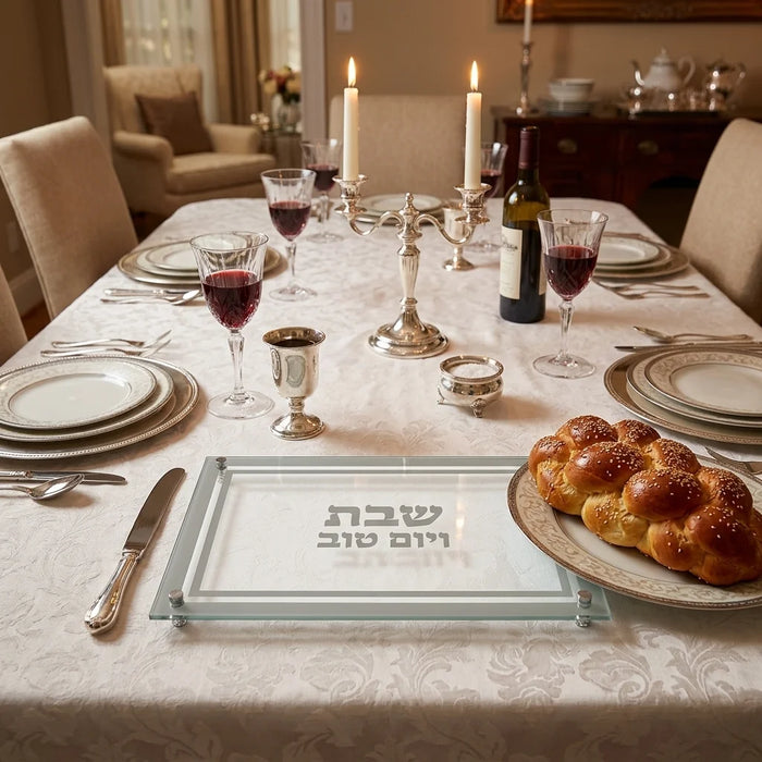 מגש זכוכית מהודר לחלה 45*30 ס"מ