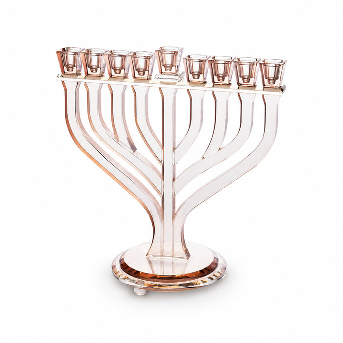 חנוכייה קריסטל מהודרת 29x30 ס"מ - רוז גולד