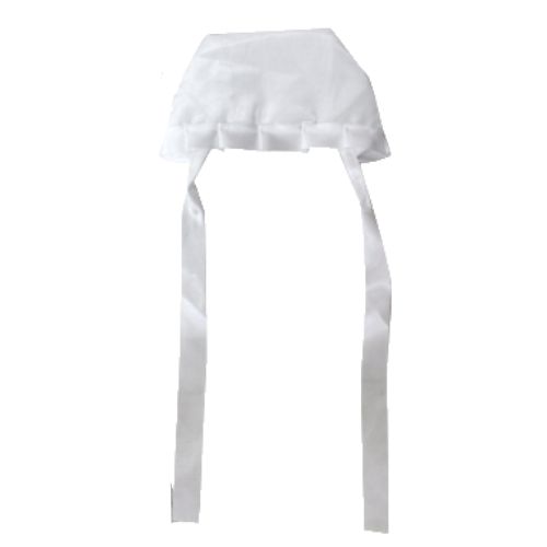 שמלה לבנה מהודרת לברית עם רקמה וסרטים בצבע כחול