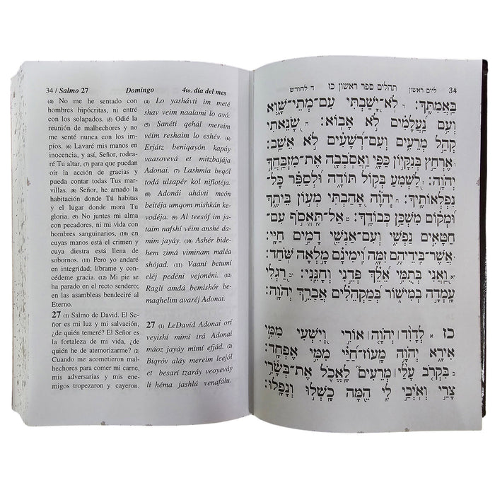 ספר תהילים גדול בכריכת עור אמיתי - מתורגם לספרדית