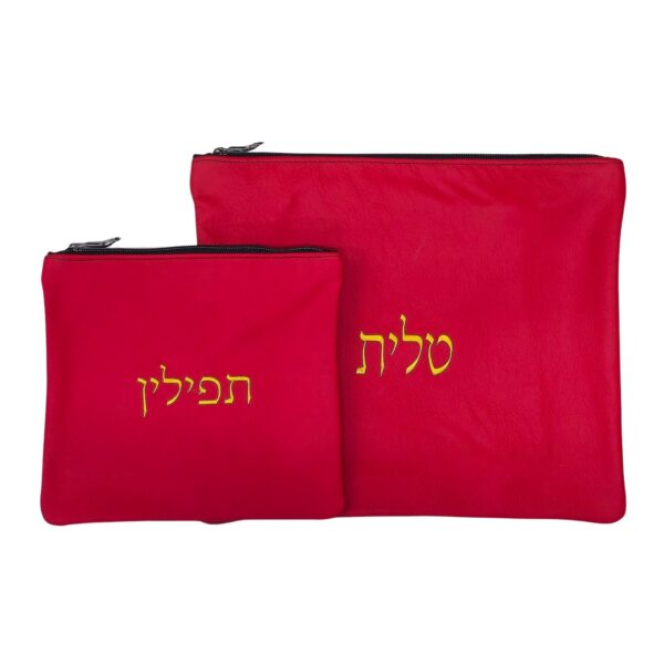 סט תיקי טלית ותפילין מהודר מעור אמיתי