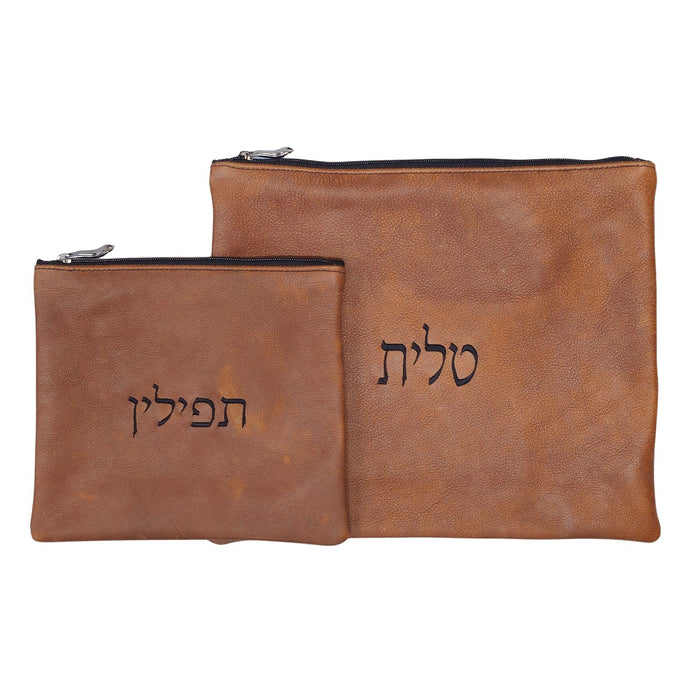 סט תיקי טלית ותפילין מהודר מעור אמיתי