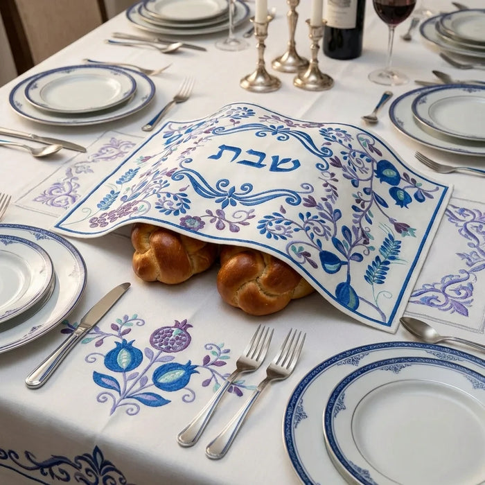 כיסוי חלה בד מהודר עם ריקמה 52X42 ס"מ