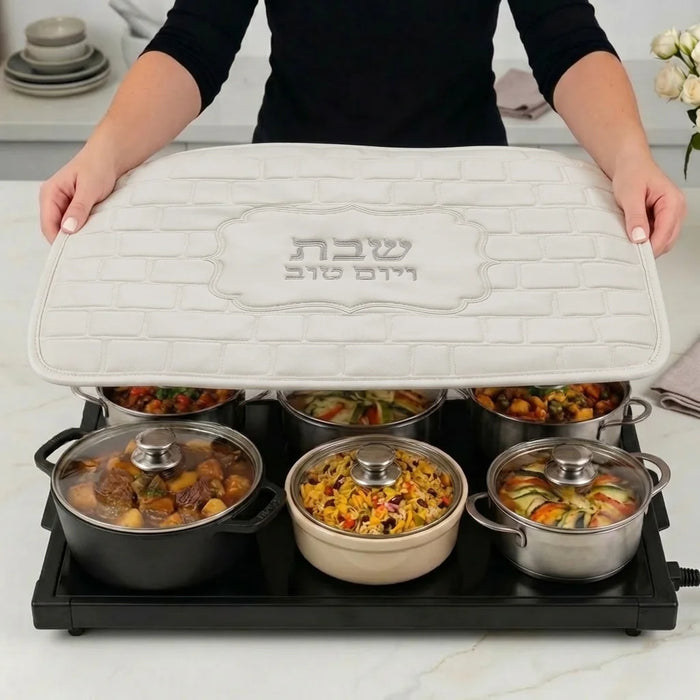 כיסוי פלטה מהודר דמוי עור לבן 70*80 ס"מ