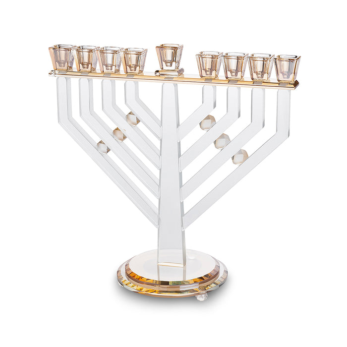 חנוכייה קריסטל מהודרת 33x36 ס"מ - זהב