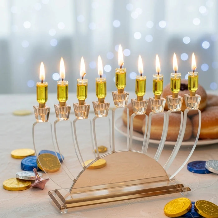 חנוכיית קריסטל מהודרת בעיצוב מניפה