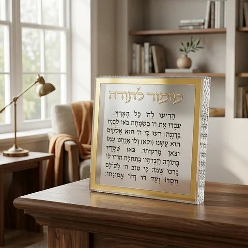מזמור לתודה בלוק אקריליק יוקרתי - מסגרת זהב