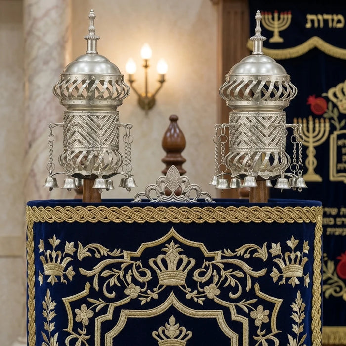 זוג רימונים מהודרים לספר תורה 32 ס"מ