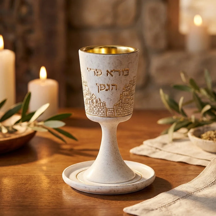 גביע קידוש מהודר מפולימר עם רגל ותחתית 15 ס"מ