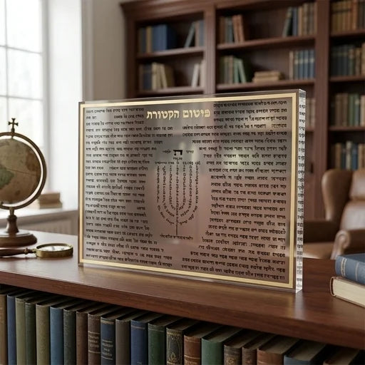 לוח פיטום הקטורת יוקרתי – בלוק אקריליק שקוף עם מסגרת זהב