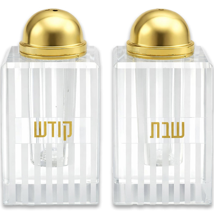 זוג מלחיות קריסטל זהב 7 ס"מ