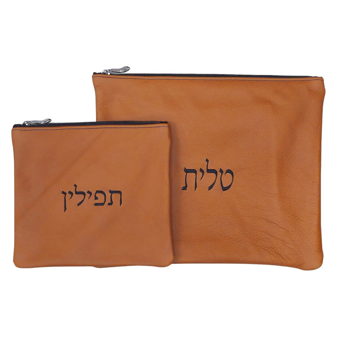 סט תיקי טלית ותפילין מהודר מעור אמיתי