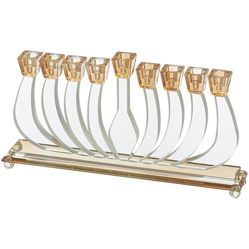 חנוכיית קריסטל מהודרת 19x35 ס"מ – זרועות שקופות