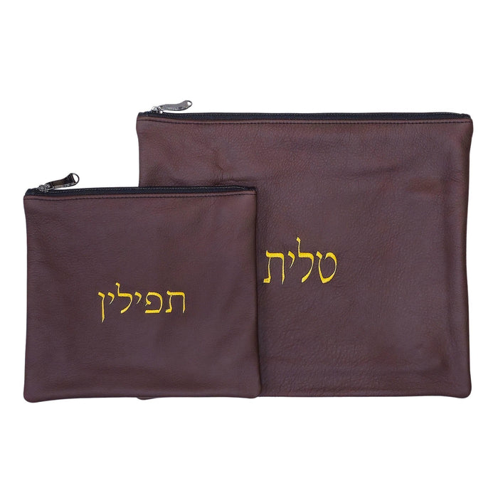 סט תיקי טלית ותפילין מהודר מעור אמיתי