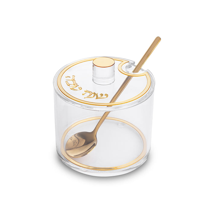 כלי לדבש אקריליק מהודר בעיצוב קלאסי וגימור זהב (8.5 ס"מ)
