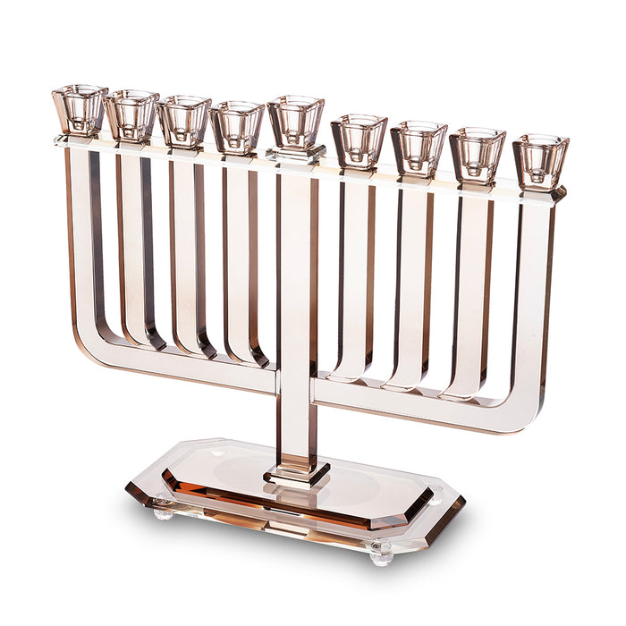 חנוכייה קריסטל מהודרת 32x35 ס"מ - רוז גולד