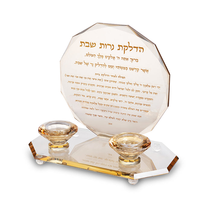 פמוטי קריסטל זהב שמפניה עם הדלקת נרות זהב 25.5X22