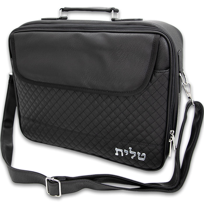 תיק טלית גדול עם חלוקה פנימית גוון שחור פיו מפואר 43X36 ס"מ