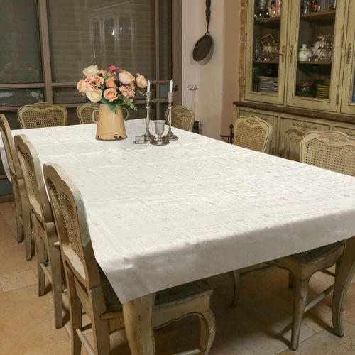 מפת שולחן מהודרת 140x220 ס"מ – דגם "שבת ויום טוב"