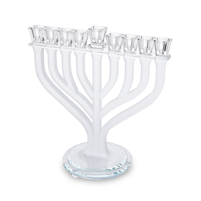חנוכייה קריסטל מהודרת 29x36 ס"מ - מט ושקוף