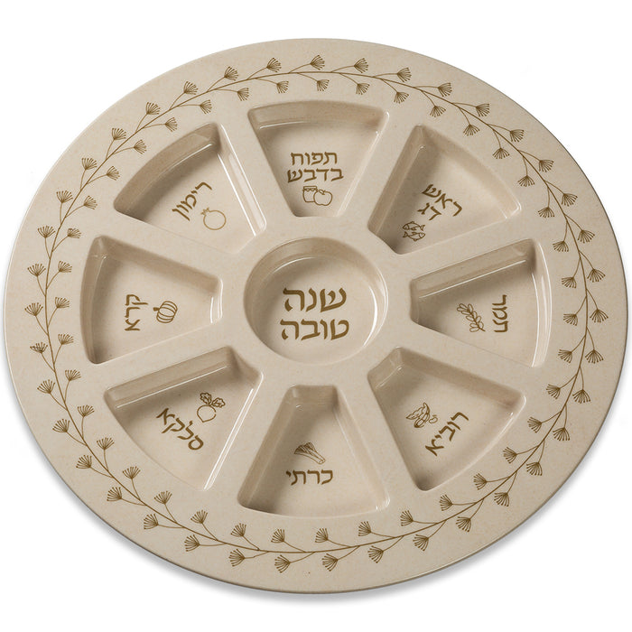 צלחת מלמין מהודרת לראש השנה פרחים 35 ס"מ