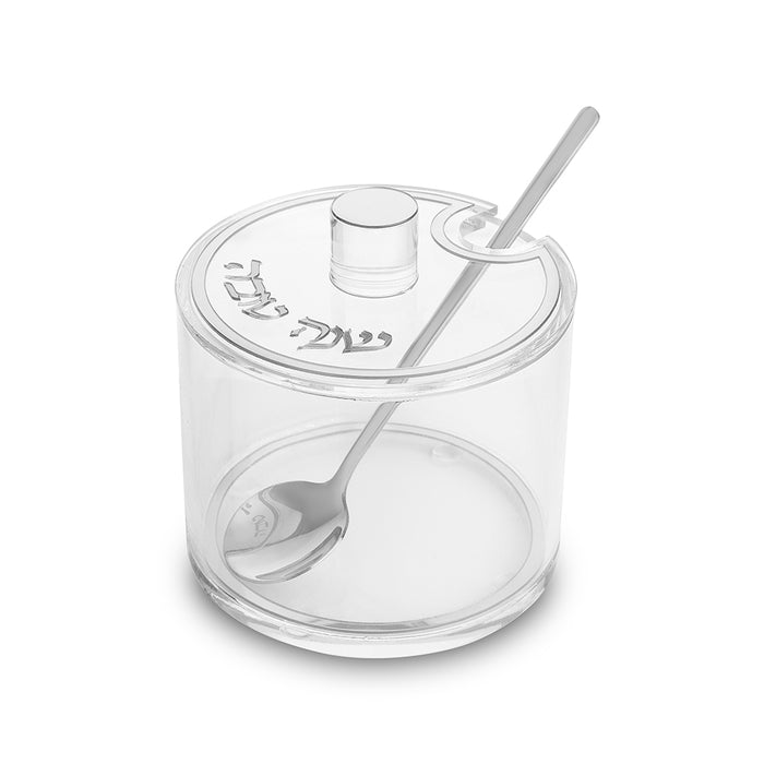 כלי לדבש אקריליק מרובע בעיצוב מודרני וגימור כסף (9.5 ס"מ)