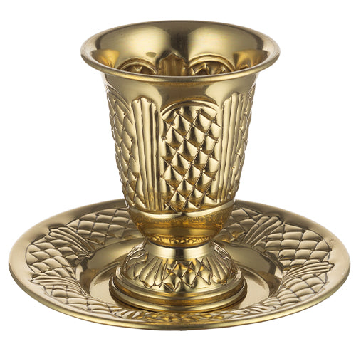 גביע קידוש מהודר ציפוי זהב עם רגל ותחתית 10 ס"מ