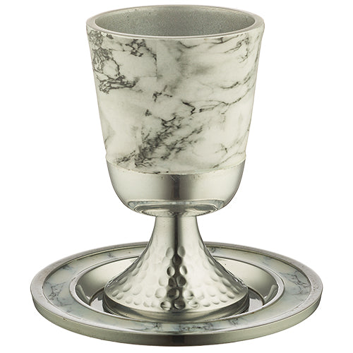 גביע קידוש אלומיניום מהודר עם תחתית 11 ס"מ - בגוון שיש