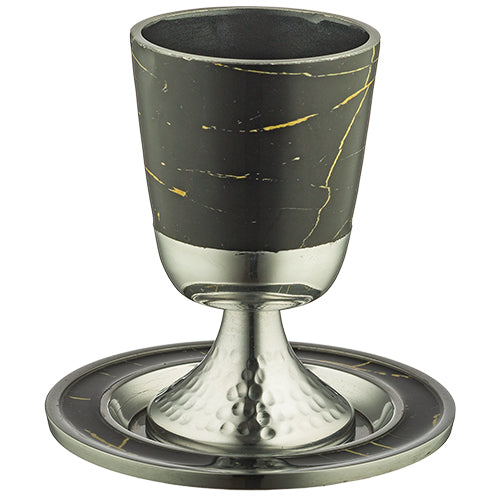 גביע קידוש אלומיניום מהודר עם תחתית 11 ס"מ - בגוון שיש